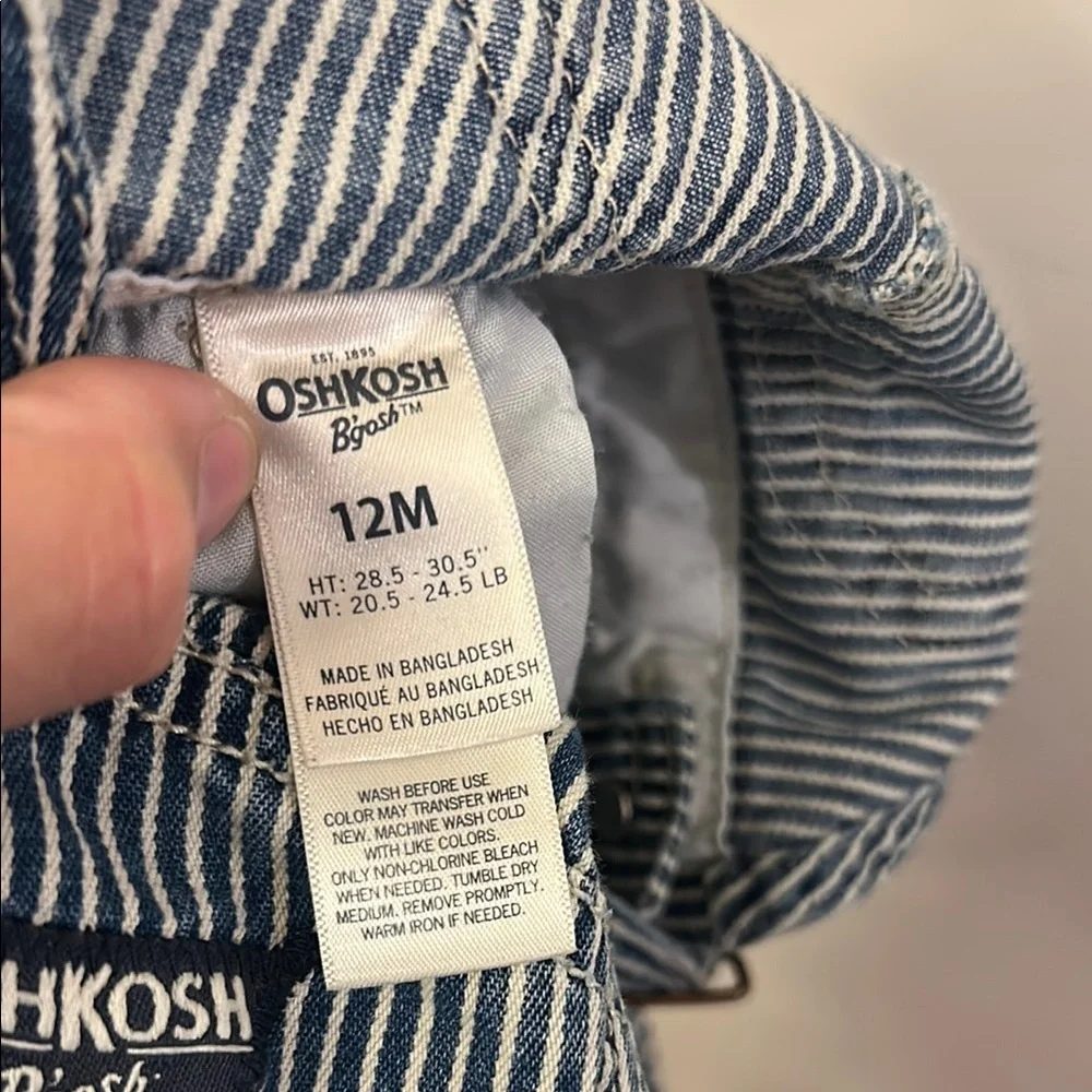 OshKosh B'gosh Blue and White Overall Shorts Size 12M